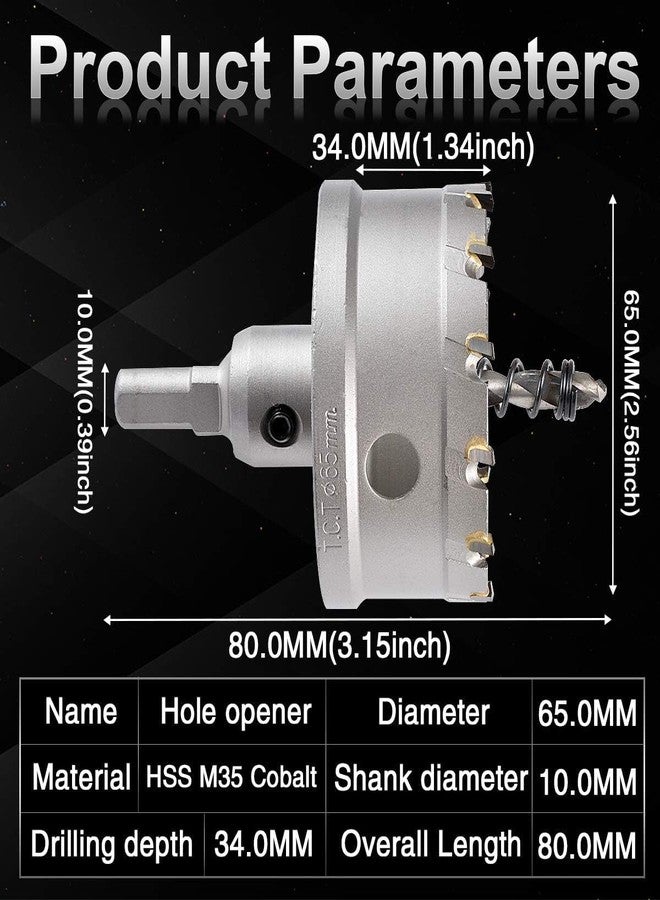 UPTODATETOOLS 65mm TCT Hole Saw Tungsten Carbide Tipped Teeth Hole Cutter, TCT Drill Bit Hole Saw Set for Stainless Steel, Sheet, Metal - Image 2
